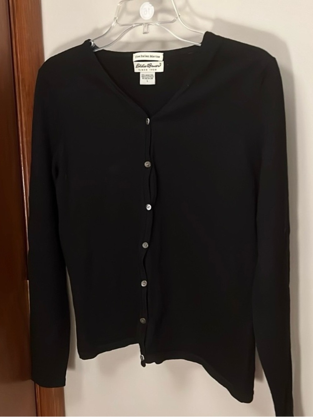 Vintage 90s Eddie Bauer / 100% Fine Italian Merino Wool Cardigan / Size Large